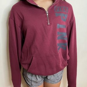 VS pink half zip sweatshirt